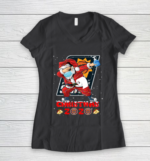 Phoenix Suns Funny Santa Claus Dabbing Christmas 2020 NBA Women's V-Neck T-Shirt 6