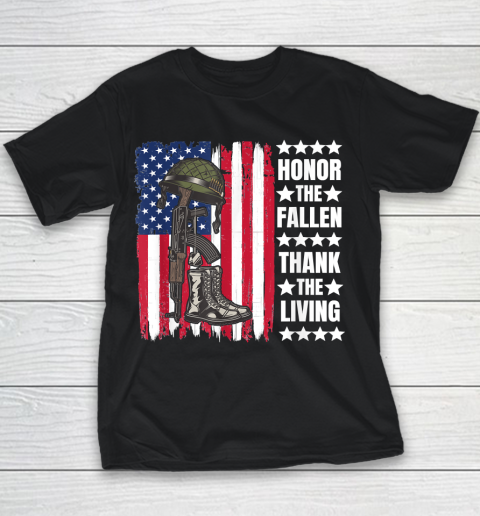 Honor The Fallen Thank The Living Memorial Day Veteran Youth T-Shirt