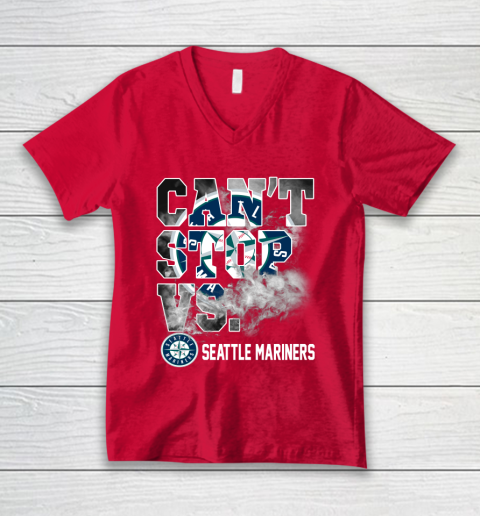 MLB Seattle Mariners Baseball Can't Stop Vs Mariners V-Neck T-Shirt 6
