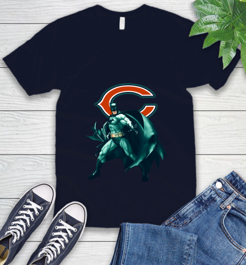NFL Batman Football Sports Chicago Bears V-Neck T-Shirt 3