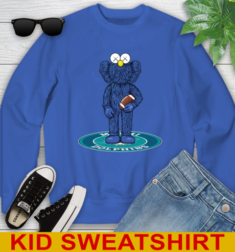 NFL Football Miami Dolphins Kaws Bff Blue Figure Shirt Youth Sweatshirt 7
