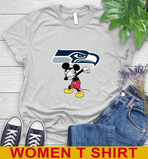 Seattle Seahawks NFL Football Dabbing Mickey Disney Sports Women's T-Shirt
