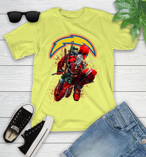 NFL Deadpool Marvel Comics Sports Football Los Angeles Chargers Youth T-Shirt 8