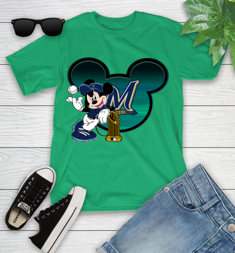 MLB Milwaukee Brewers The Commissioner's Trophy Mickey Mouse Disney Youth T-Shirt 6