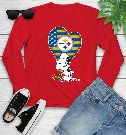 Pittsburgh Steelers NFL Football The Peanuts Movie Adorable Snoopy Youth Long Sleeve 11
