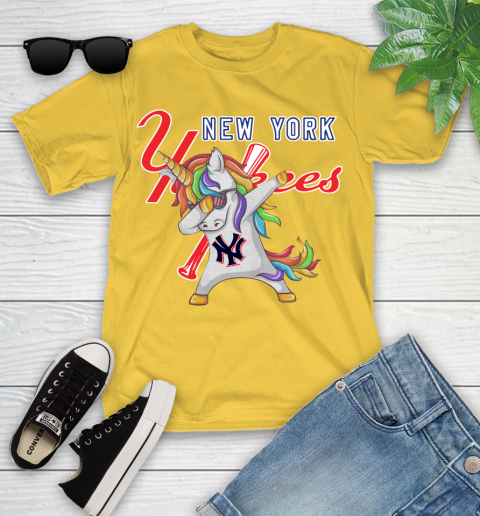 New York Yankees MLB Baseball Funny Unicorn Dabbing Sports Youth T-Shirt 8