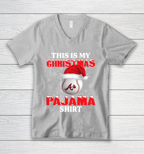 Atlanta Braves This Is My Christmas Pajama Shirt MLB V-Neck T-Shirt 3