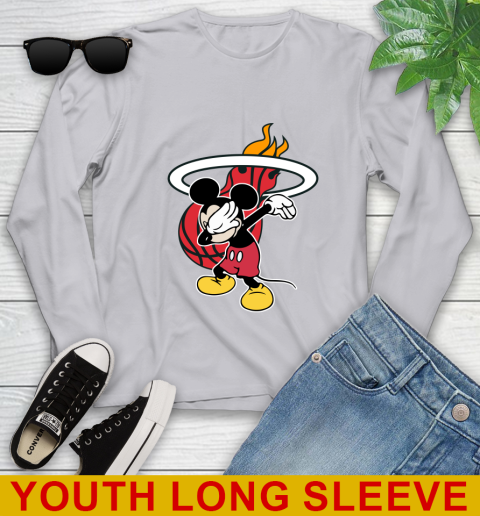 Miami Heat NBA Basketball Dabbing Mickey Disney Sports Youth Long Sleeve 6