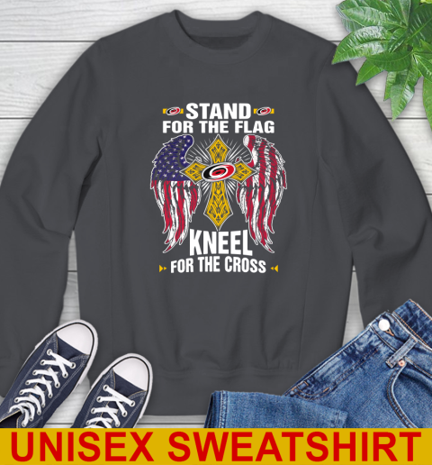 NHL Hockey Carolina Hurricanes Stand For Flag Kneel For The Cross Shirt Sweatshirt 7