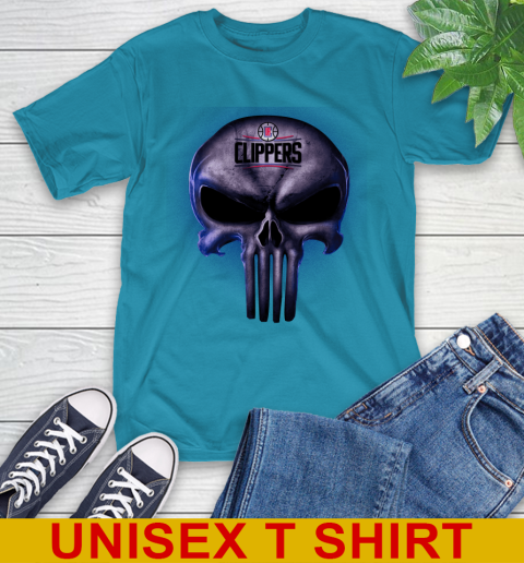 LA Clippers NBA Basketball Punisher Skull Sports T-Shirt 9