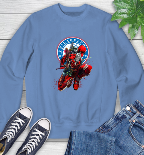 NBA Deadpool Marvel Comics Sports Basketball Philadelphia 76ers Sweatshirt 11