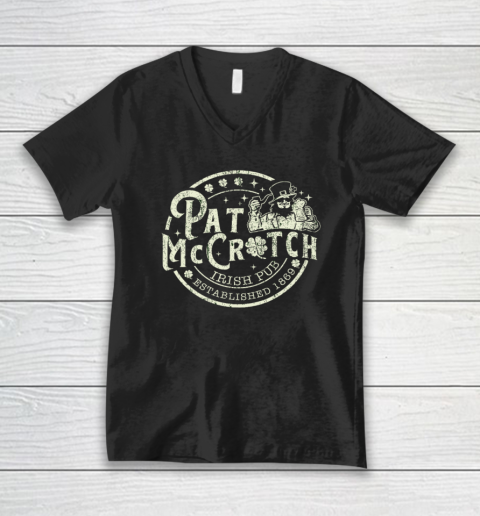 Pat McCrotch Irish Pub Leprechaun Funny St Patrick's Day V-Neck T-Shirt