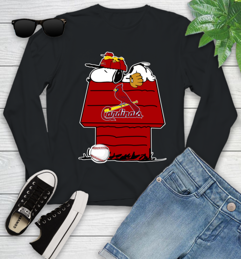 MLB St.Louis Cardinals Snoopy Woodstock The Peanuts Movie Baseball T Shirt Youth Long Sleeve 2
