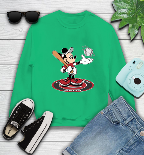 MLB Baseball Cincinnati Reds Cheerful Mickey Disney Shirt Sweatshirt 7