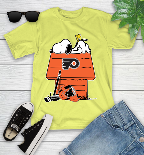Philadelphia Flyers NHL Hockey Snoopy Woodstock The Peanuts Movie Youth T-Shirt 8