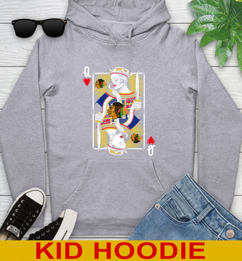 NHL Hockey Chicago Blackhawks The Queen Of Hearts Card Shirt Youth Hoodie 6