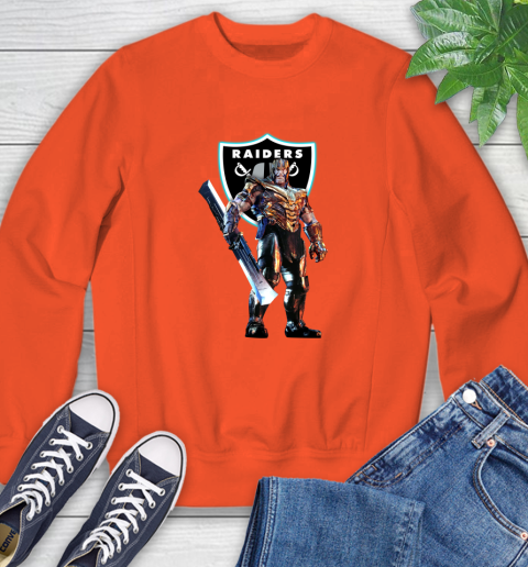 NFL Thanos Gauntlet Avengers Endgame Football Oakland Raiders Sweatshirt 4