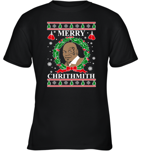 Merry Chrithmith Ugly Christmas Slouchy Off Shoulder Oversized Youth T-Shirt