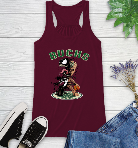 NBA Milwaukee Bucks Basketball Venom Groot Guardians Of The Galaxy Racerback Tank 3