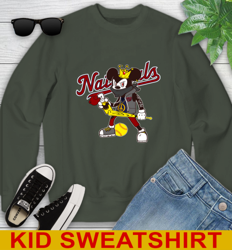 Washington Nationals MLB Baseball Mickey Peace Sign Sports Youth Sweatshirt 9