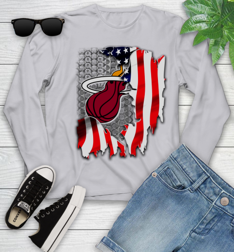 Miami Heat NBA Basketball American Flag Youth Long Sleeve 5