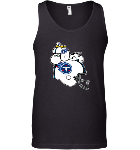 Snoopy And Woodstock Resting On Tennessee Titans Helmet Tank Top