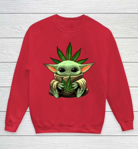 Baby Yoda Hug Marijuana Canabis Youth Sweatshirt 9