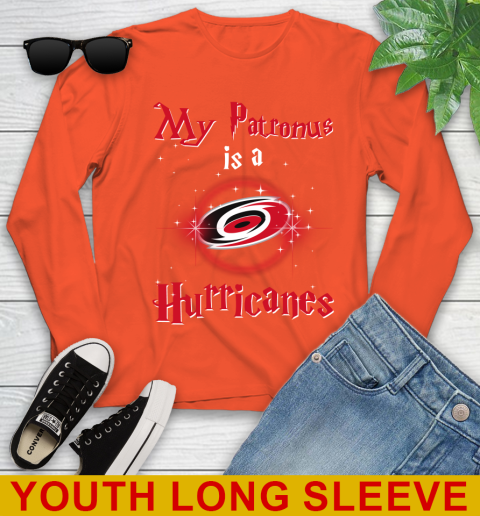 NHL Hockey Harry Potter My Patronus Is A Carolina Hurricanes Youth Long Sleeve 3