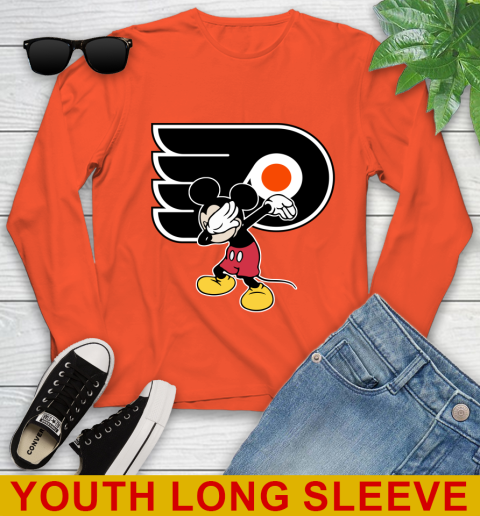 Philadelphia Flyers NHL Hockey Dabbing Mickey Disney Sports Youth Long Sleeve 4