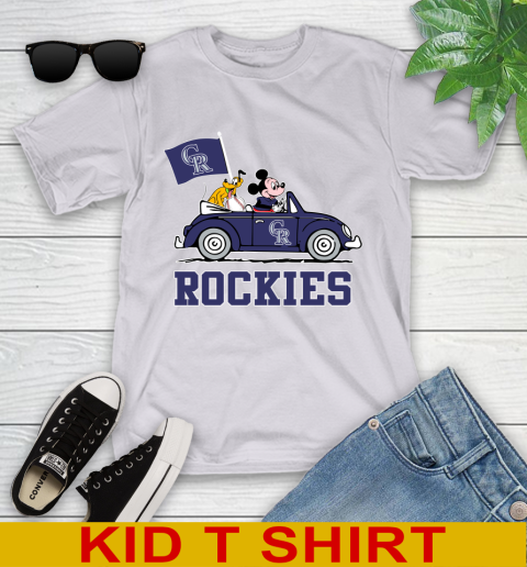 MLB Baseball Colorado Rockies Pluto Mickey Driving Disney Shirt Youth T-Shirt 5