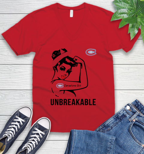 NHL Montreal Canadiens Girl Unbreakable Hockey Sports V-Neck T-Shirt 4