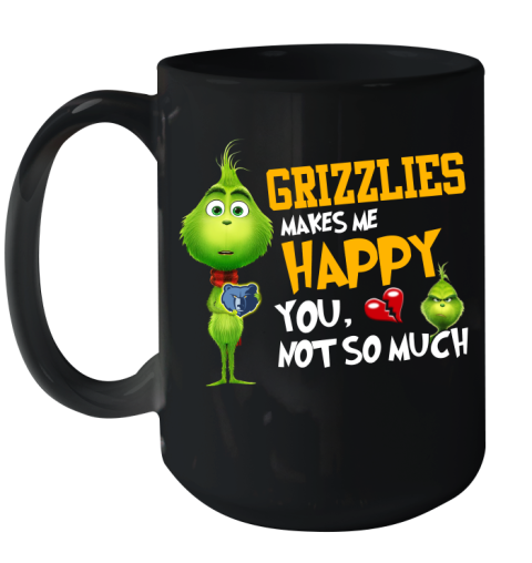 NBA Memphis Grizzlies Makes Me Happy You Not So Much Grinch Basketball Sports Ceramic Mug 15oz