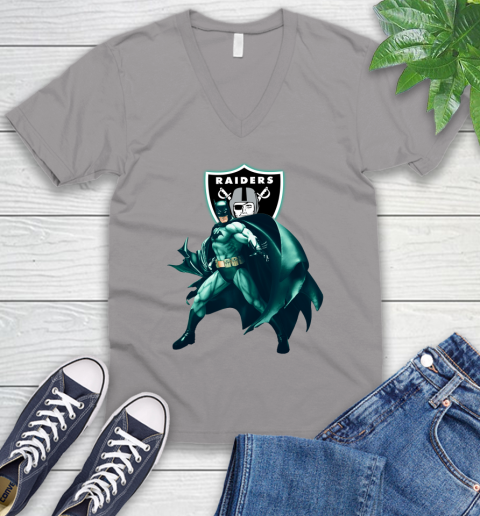 NFL Batman Football Sports Oakland Raiders V-Neck T-Shirt 4