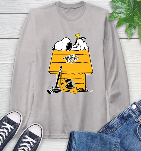 Nashville Predators NHL Hockey Snoopy Woodstock The Peanuts Movie Long Sleeve T-Shirt 12
