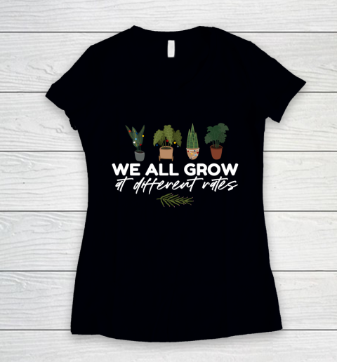 We All Grow At Different Rates, Special Education Teacher Autism Awareness Women's V-Neck T-Shirt