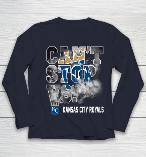MLB Kansas City Royals Baseball Can't Stop Vs Kansas City Royals Youth Long Sleeve 2