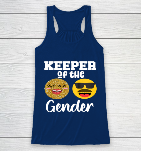 Keeper of the Gender Staches or Lashes Gender Reveal Party Racerback Tank 6