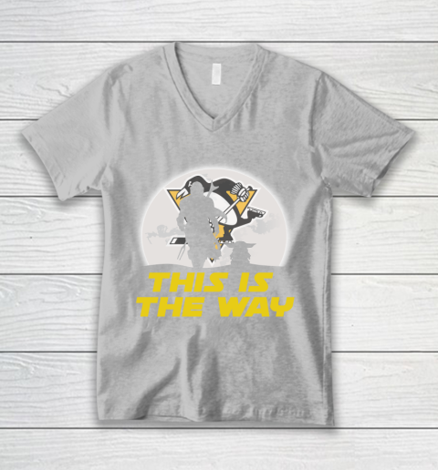 Pittsburgh Penguins NHL Ice Hockey Star Wars Yoda And Mandalorian This Is The Way V-Neck T-Shirt 3