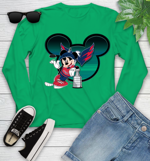 NHL Washington Capitals Stanley Cup Mickey Mouse Disney Hockey T Shirt Youth Long Sleeve 6