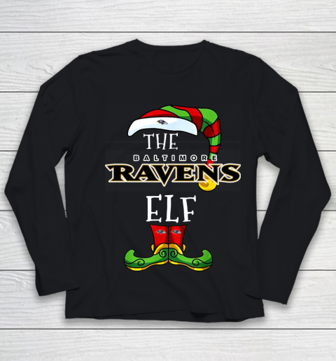 Baltimore Ravens Christmas ELF Funny NFL Youth Long Sleeve