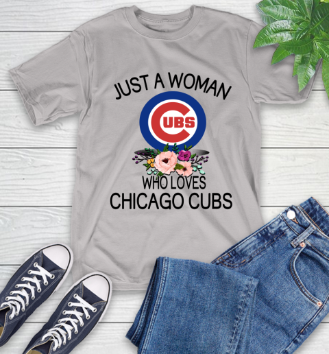 MLB Just A Woman Who Loves Chicago Cubs Baseball Sports T-Shirt 12