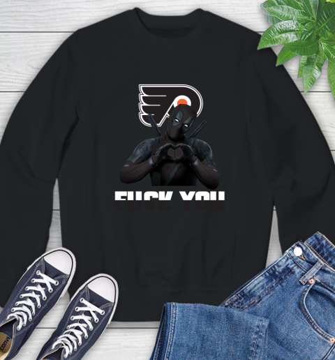 NHL Philadelphia Flyers Deadpool Love You Fuck You Hockey Sports Sweatshirt