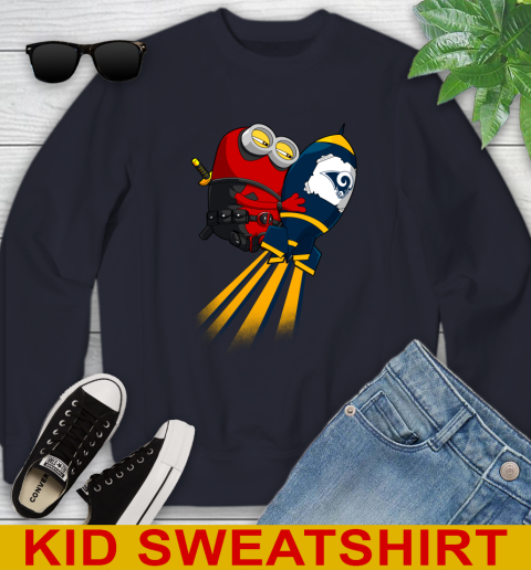 NFL Football Los Angeles Rams Deadpool Minion Marvel Shirt Youth Sweatshirt 2