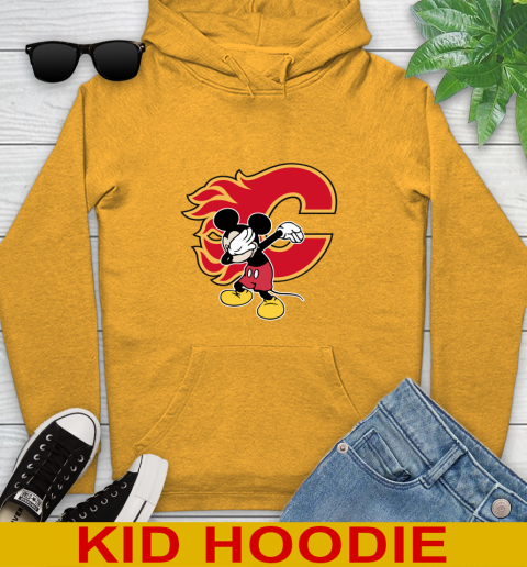 Calgary Flames NHL Hockey Dabbing Mickey Disney Sports Youth Hoodie 3