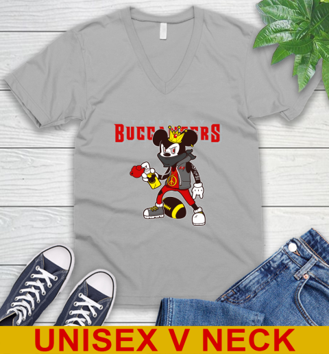 Tampa Bay Buccaneers NFL Football Mickey Peace Sign Sports V-Neck T-Shirt 4