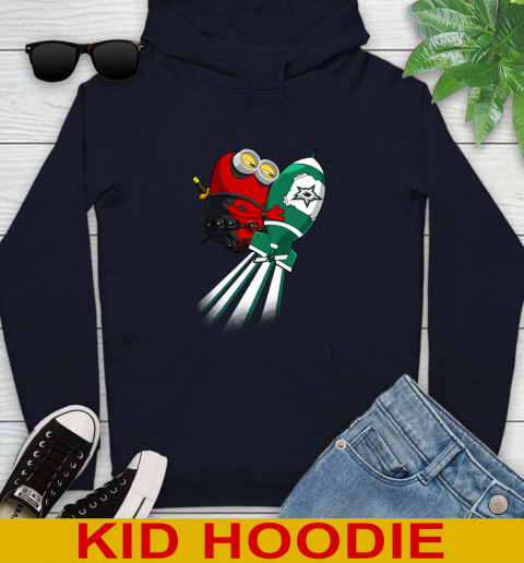 NHL Hockey Dallas Stars Deadpool Minion Marvel Shirt Youth Hoodie - Image 4