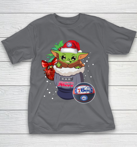 Philadelphia 76ers Christmas Baby Yoda Star Wars Funny Happy NBA Youth T-Shirt 7
