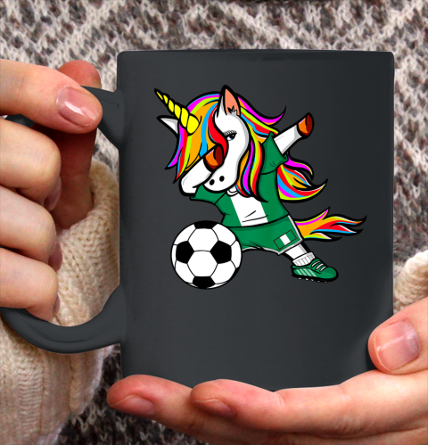 Funny Dabbing Unicorn Nigeria Football Nigerian Flag Soccer Ceramic Mug 11oz