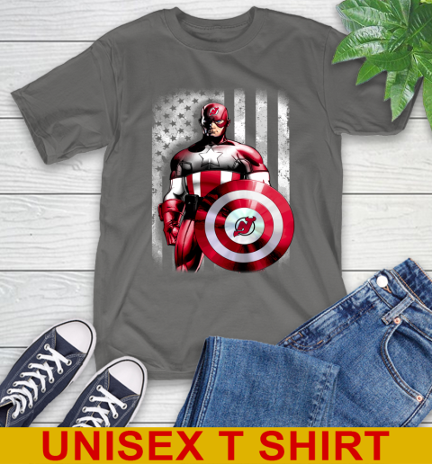 New Jersey Devils NHL Hockey Captain America Marvel Avengers American Flag Shirt T-Shirt 10