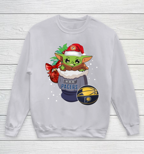 Indiana Pacers Christmas Baby Yoda Star Wars Funny Happy NBA Youth Sweatshirt 4